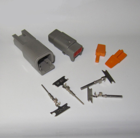 Deutsch DTM 2-napainen liitinpari, 0.3-1.5 mm2, krimpattavat pinnit