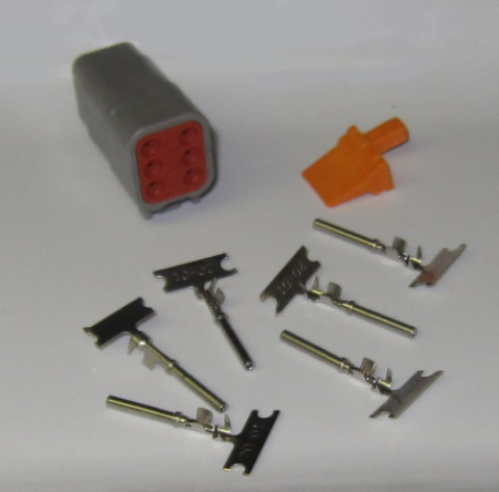 Deutsch DTM 6 pole connector set, 0.3-1.5 mm2, crimpable pins