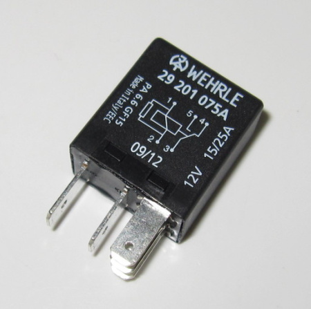 Micro relay 12V 15/25A, change over, with suppression resistor
