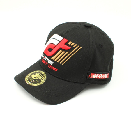 Black Finjector Drift Team cap with curved peak, Embroidered (FDT-CAP-CURVED)