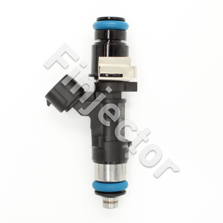 EV14-Suutin, 12 Ohm, 714 cc, C 55°, Nippon Denso (ND Sumitomo 35°), O-O 61 mm, Pitkä, Lyhyt 14 mm yläholkki suodattimella (Bosch 0280158235-L14)