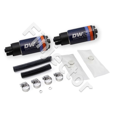 DW65C series, 265lph compact fuel pump without mounting clips and install kit for 99-04 Ford Lightning and 02-03 Harley F150 (dual pumps)
