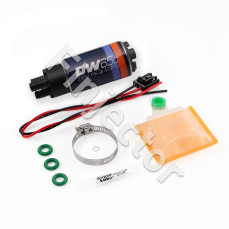 DW65C series, 265lph compact fuel pump (in-tank) without mounting clips w/ install kit for Ford Focus MK2 RS
