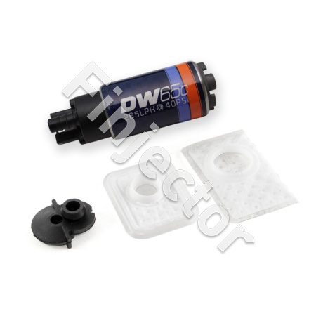 DW65C series, 265lph compact fuel pump without mounting clips w /install kit for Jeep Wrangler 2.5L/4.0L 1997-2004