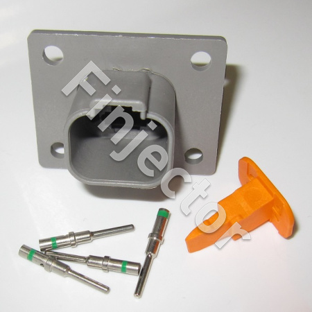 Deutsch DT 4-napainen naarasliitinsarja, 1-2 mm2 urospinnit, 41 X 32 mm, (13A) (DT04-4P-L012-SET-2)