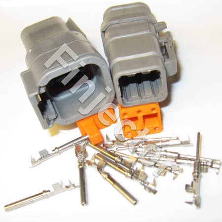 Deutsch DTM 6 pole connector pair, 0.2 - 0.5 mm² wire, crimpable