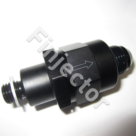 High Flow Check Valve M12*1.5 / AN6 MALE, for fuel pumps (example Bosch 0580254044 or AEM 50-1009)
