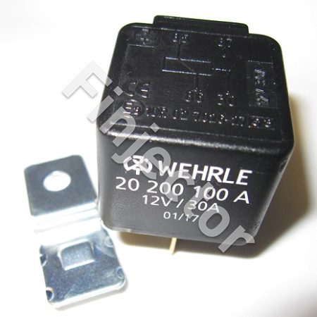 Mini relay 12V 30A, 4 pole, with removable fastening piece