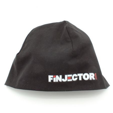 Black Finjector beanie. 95 % cotton, 5 % elastan. Width 21 cm