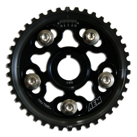 Tru-Time Adjustable Cam Gear. Black. 5-Bolt. Honda H22A1 & H22A4