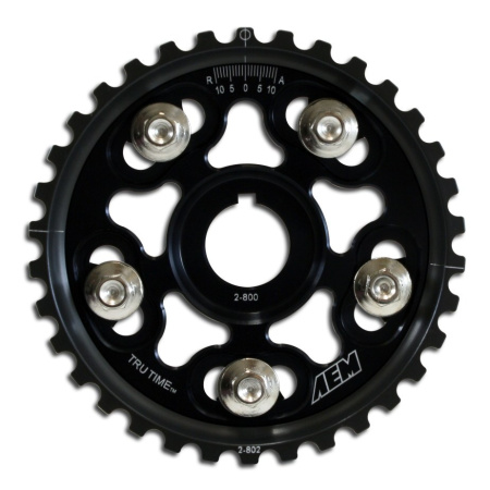 Tru-Time Adjustable Cam Gear. Black. 5-Bolt. Acura B17A1, B18A1, B18B1, B18C1 & B18C5. Honda B16A2, B16A3, B20A5, B20B4, B20Z2, B21A1 & H23A1