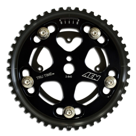 Tru-Time Adjustable Cam Gear. Black. 5-Bolt. Eagle VIN::E, VIN::F & VIN::U. Mitsubishi VIN::E, VIN::F, VIN::R, VIN::U & 4G63T. Plymouth VIN::E, VIN::F, VIN::R &