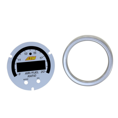 X-Series Wideband UEGO AFR Sensor Controller Gauge Accessory Kit. Includes Silver Bezel & White AFR/Lambda Faceplate (AEM 30-0300-ACC)