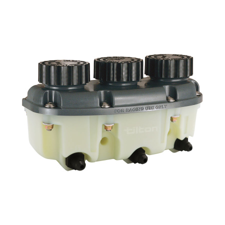 Brake fluid reservoir , 3-in-1, Low profile, PLastic, AN4 connections