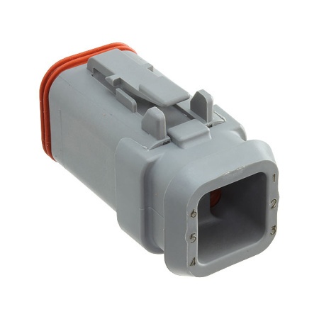 6 pole Deutsch DT male housing (female terminals), with collar
