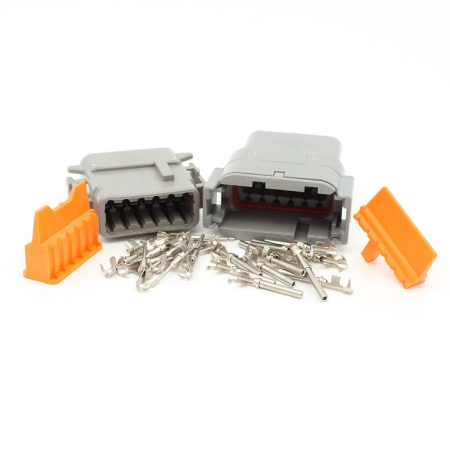 Deutsch DTM 12-napainen liitinpari, 0.3-1.5 mm2, krimpattavat pinnit