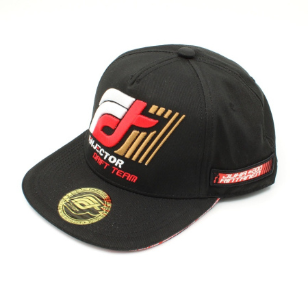 Black Finjector Drift Team cap with straight peak,Embroidered (FDT-CAP-STRAIGHT)