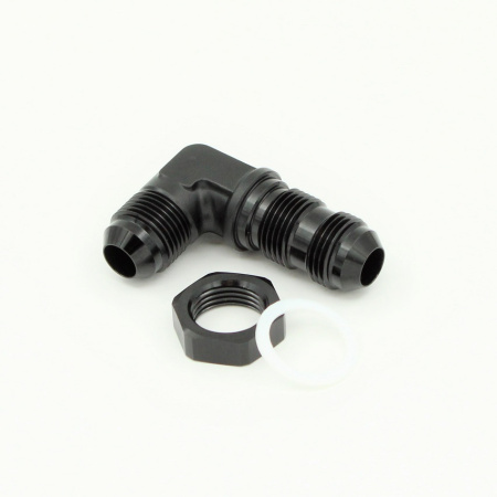 AN10 90° Bulkhead With AN10 Bulkhead Nut and PTFE Seal 